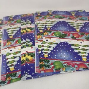 Vintage Christmas Wrapping Paper Gift‎ Wrap - Green Trees Ornament 12 - 19"x 46"